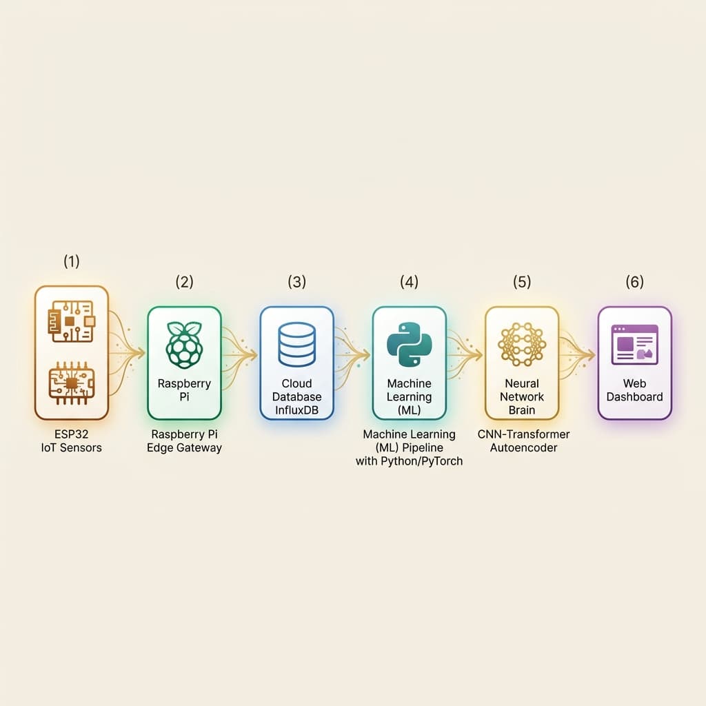 System Architecture — IoT to ML Pipeline to Dashboard